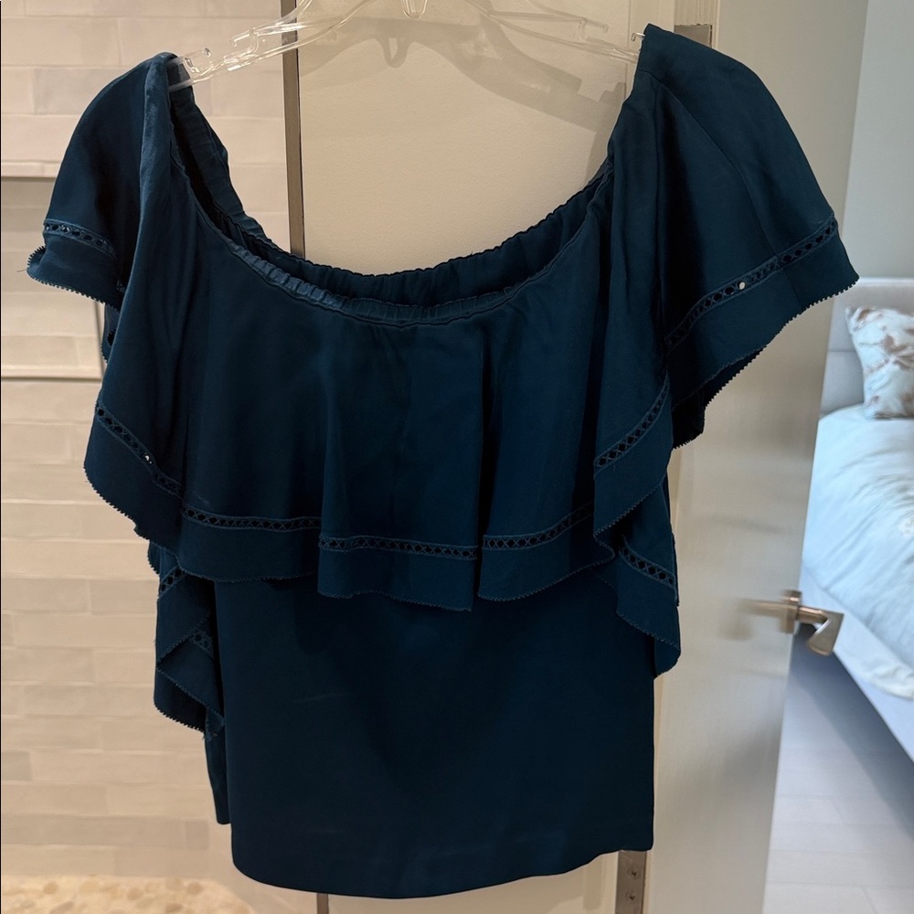 Elegant Off-Shoulder Navy Top perfect for Fourth of July